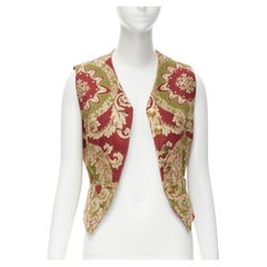 DOLCE GABBANA red green Barocco brocade gold herringbone waistcoat vest IT42 M