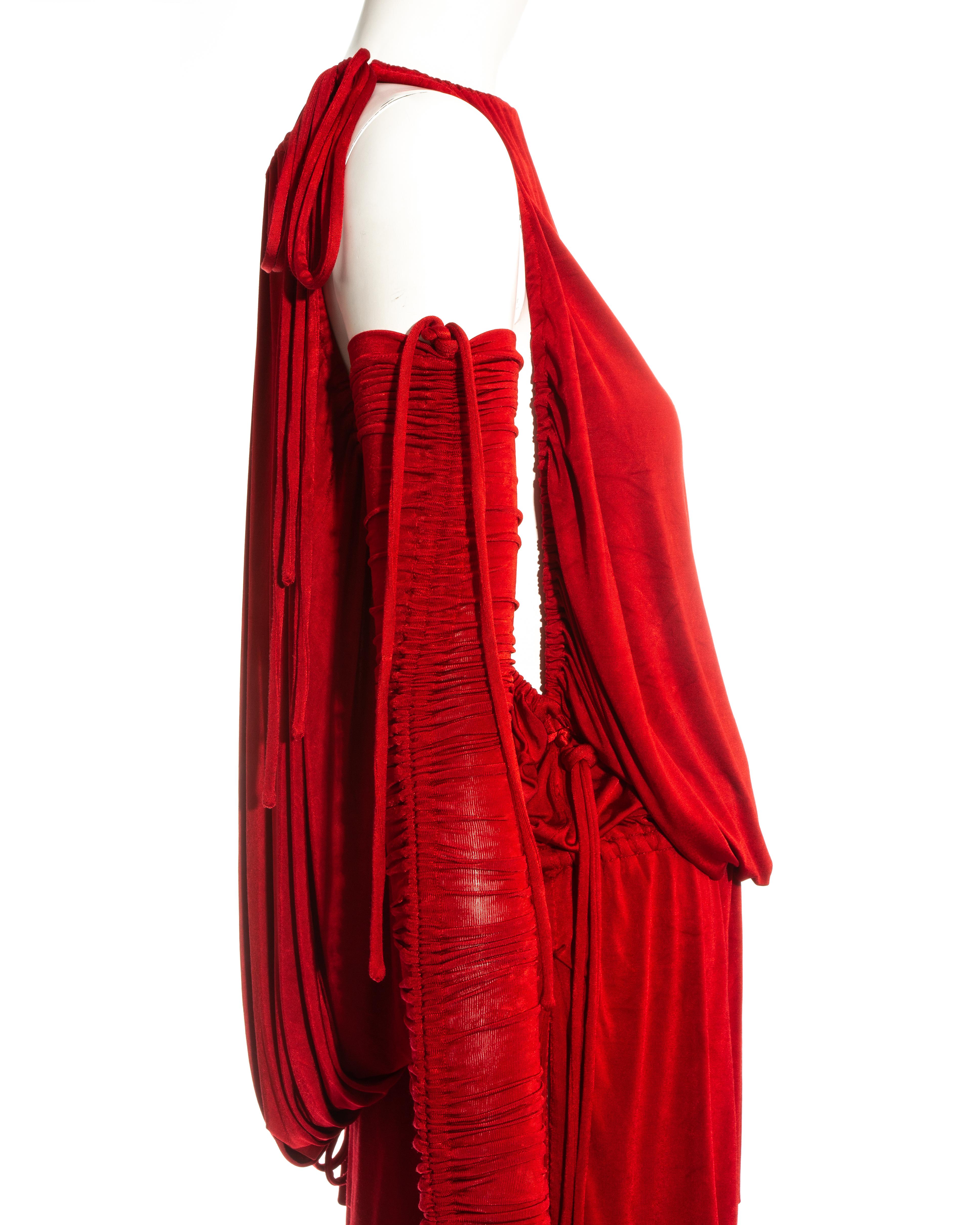 Dolce & Gabbana red jersey draped drawstring mini dress, ss 2003 In Good Condition For Sale In London, GB