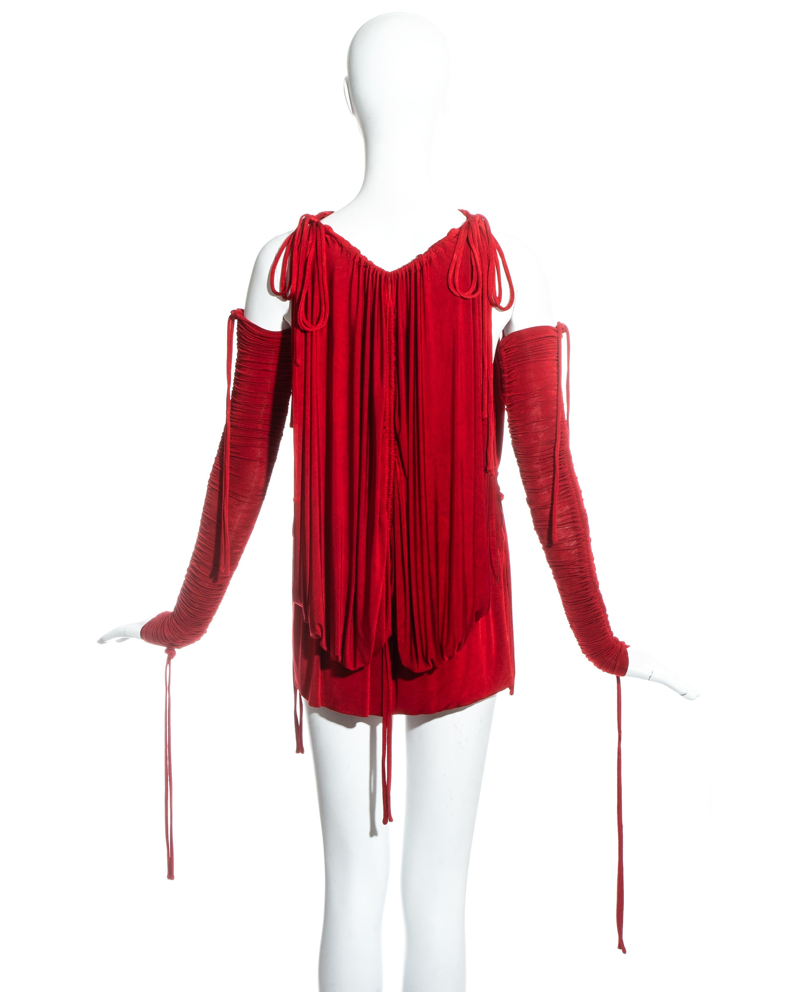 Dolce & Gabbana red jersey draped drawstring mini dress, ss 2003 For Sale 1