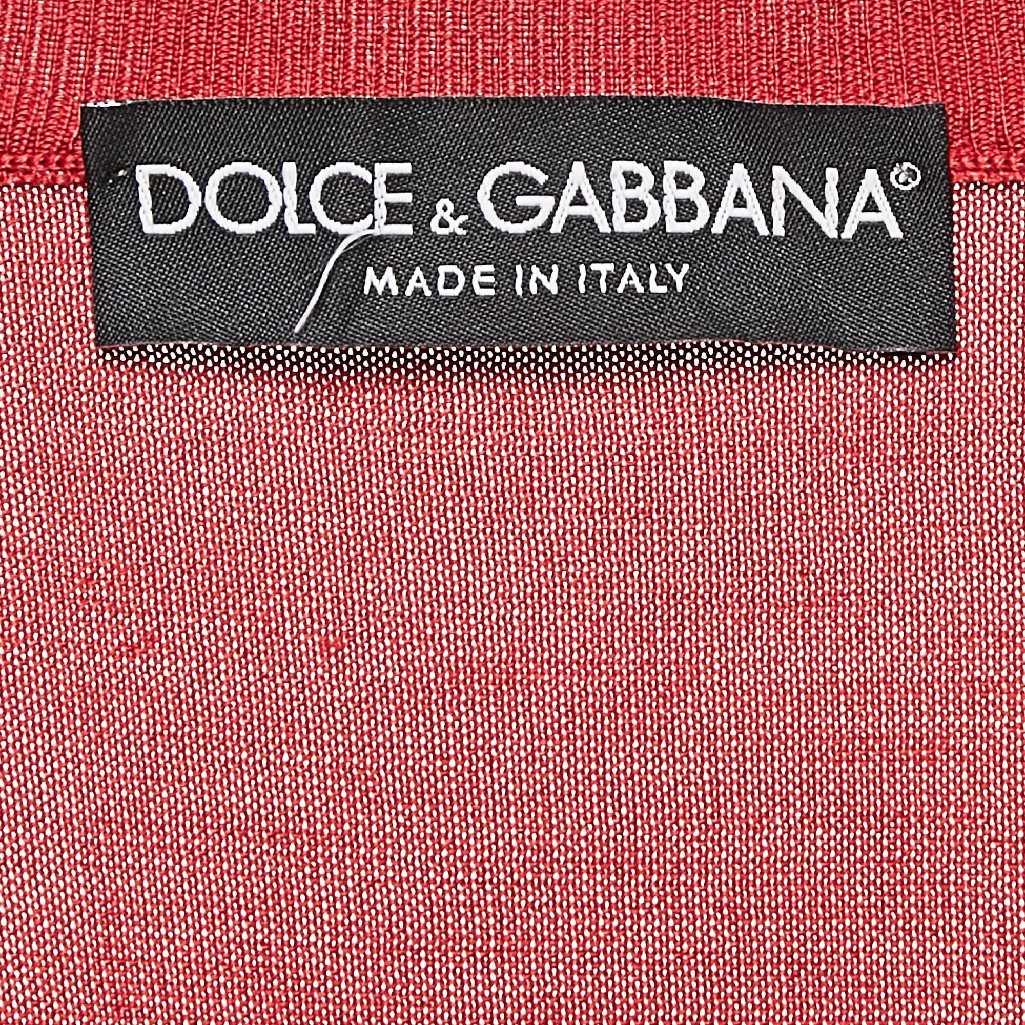 Dolce & Gabbana Roter Jersey Pullover mit Rundhalsausschnitt und vollen Ärmeln S Damen im Angebot