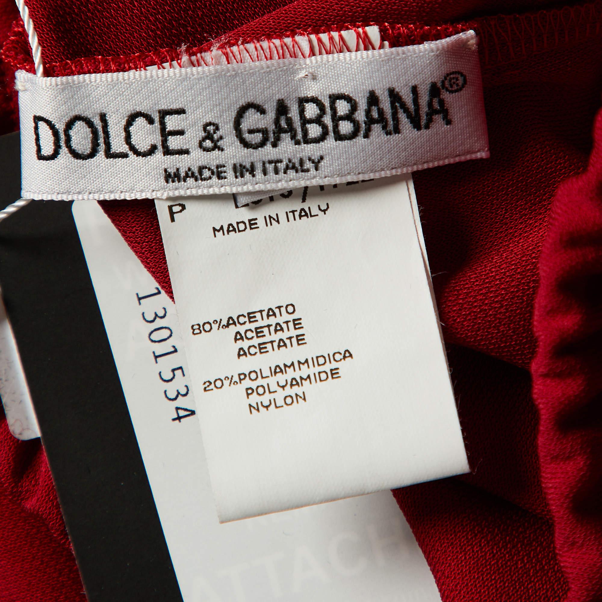 Women's Dolce & Gabbana Red Knit Cropped Leggings L For Sale