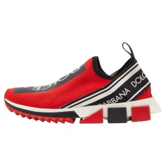 Dolce & Gabbana Red Knit Fabric Sorrento Sneakers Size 41