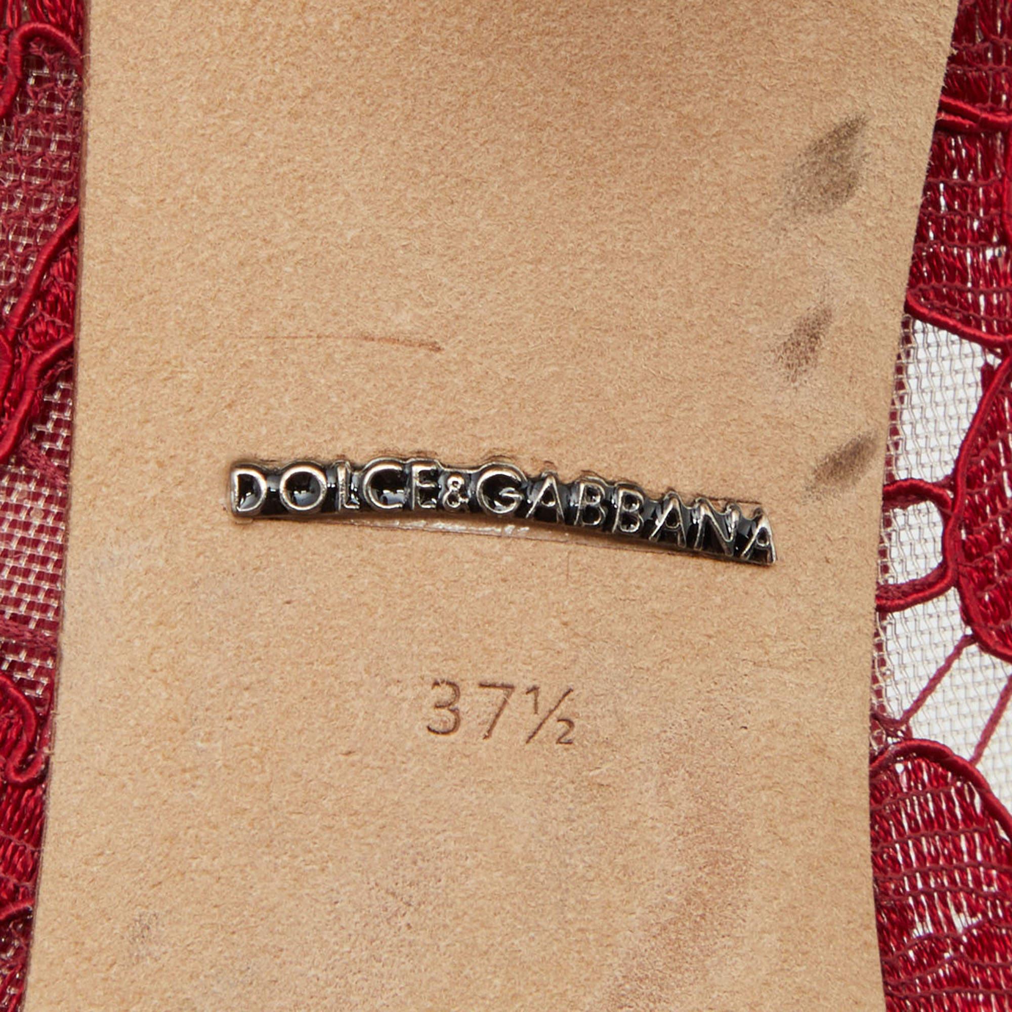 Dolce & Gabbana Red Lace Bellucci Pumps Size 37.5 1