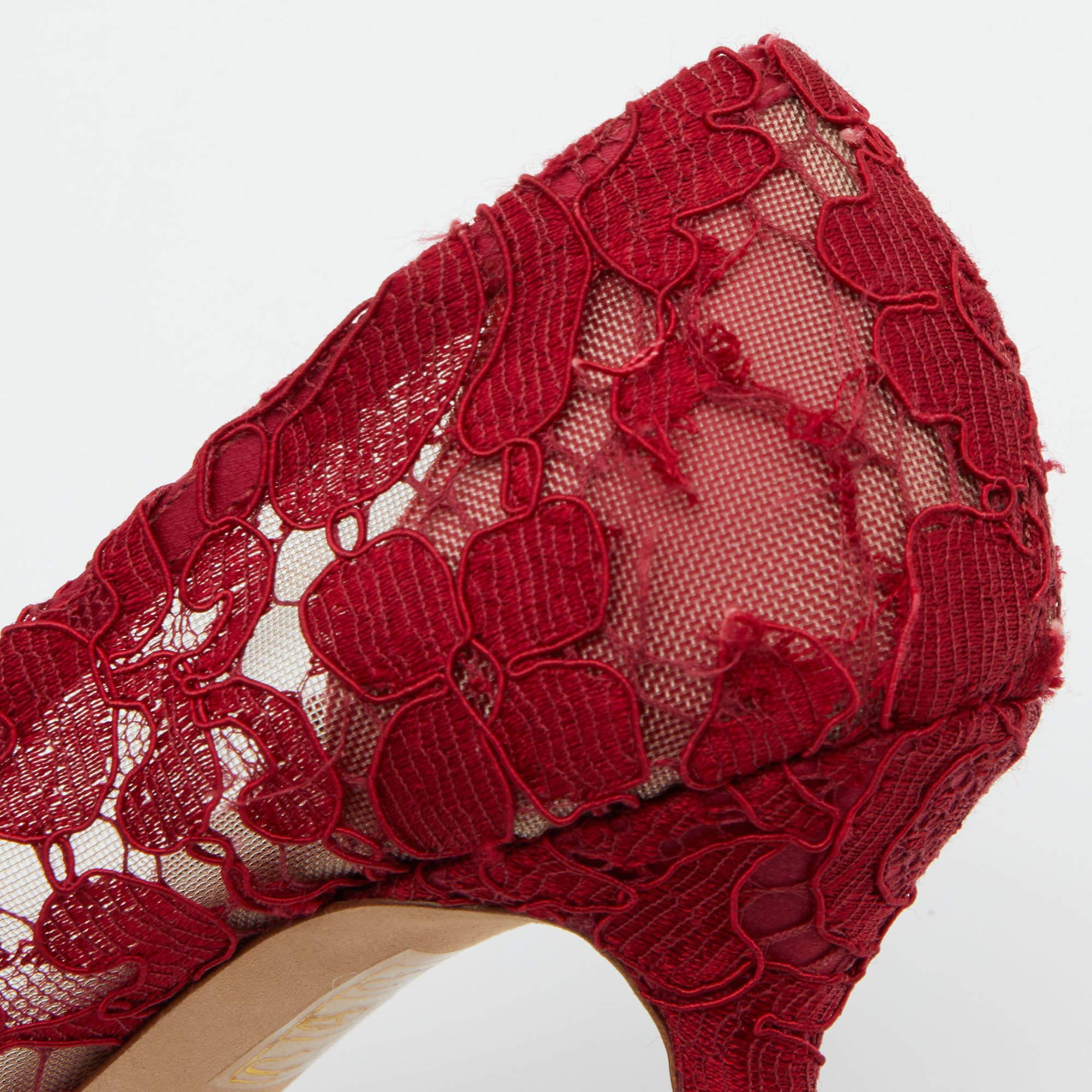 Dolce & Gabbana Red Lace Bellucci Pumps Size 37.5 4