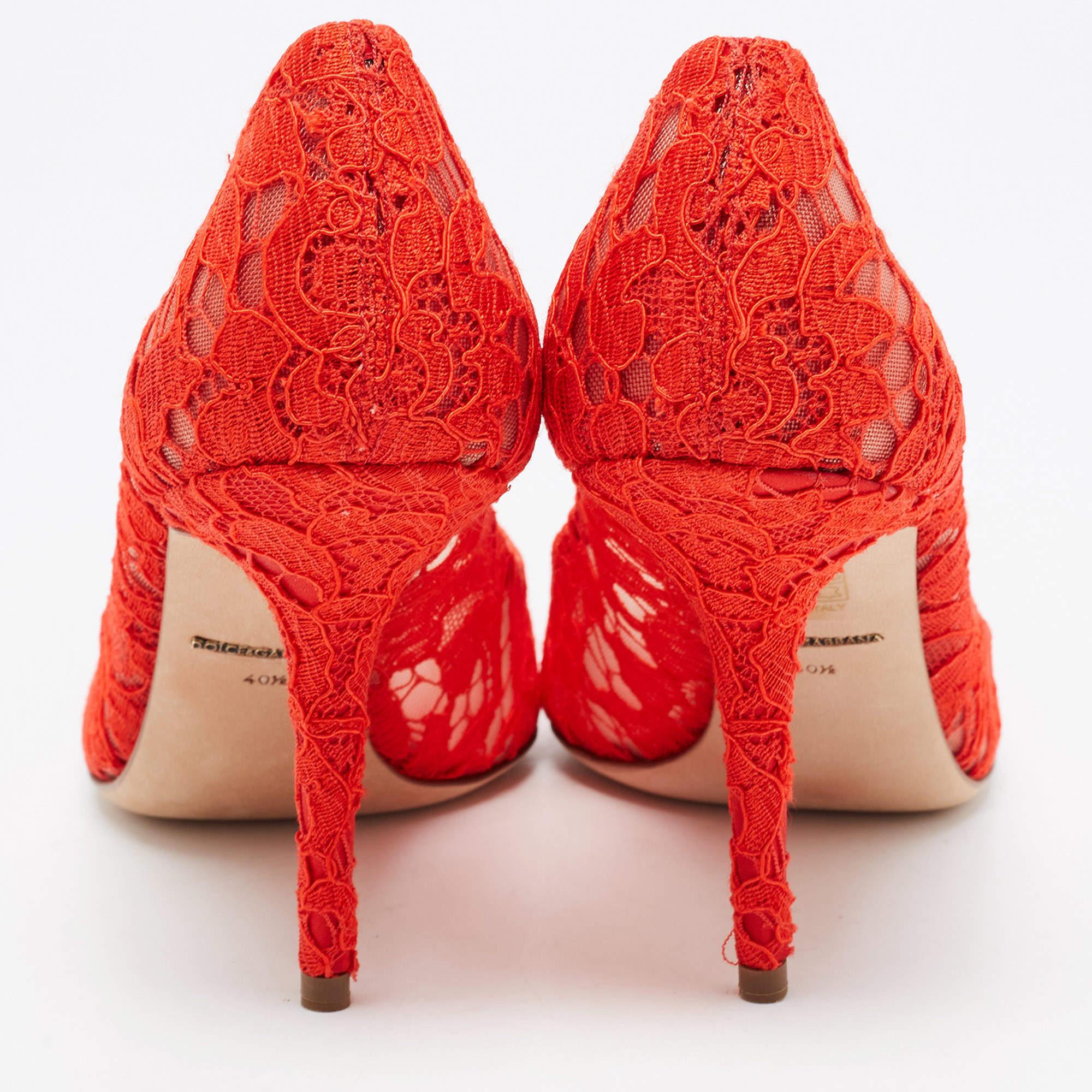 Dolce & Gabbana Red Lace Bellucci Pumps Size 40.5 2