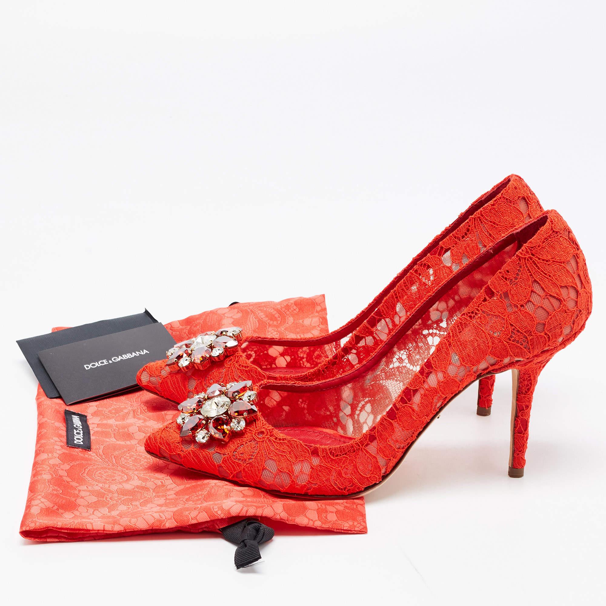 Dolce & Gabbana Red Lace Bellucci Pumps Size 40.5 5