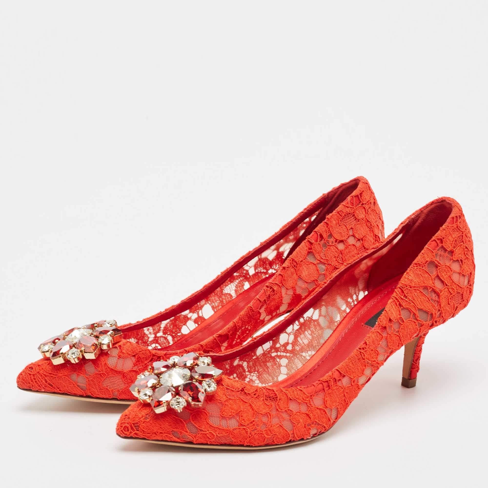 Make a chic style statement with these designer pumps. They showcase sturdy heels and durable soles perfect for your fashionable outings
