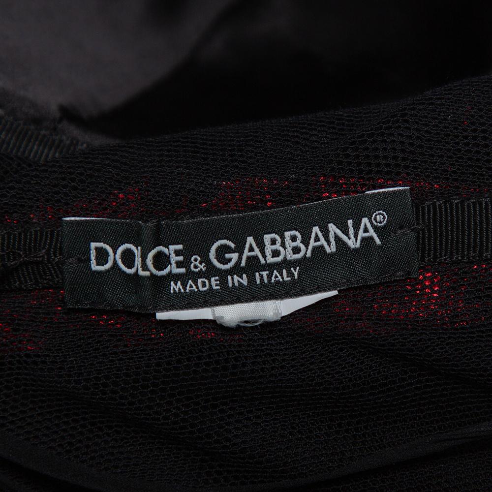 Dolce & Gabbana Rotes, drapiertes, trägerloses Minikleid aus Spitze S im Angebot 1