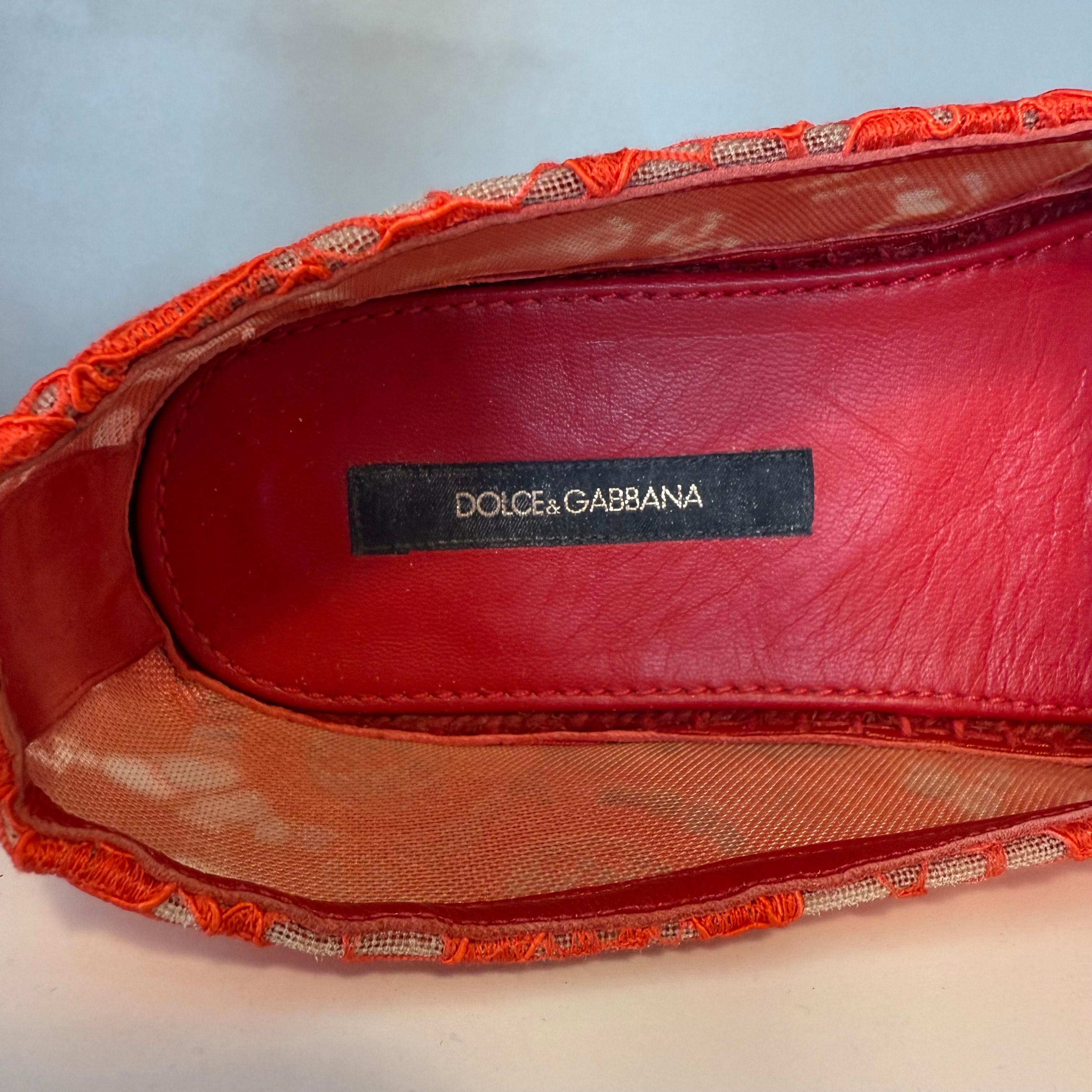 Dolce & Gabbana Espadrillas in pizzo rosso IT 37 in vendita 2