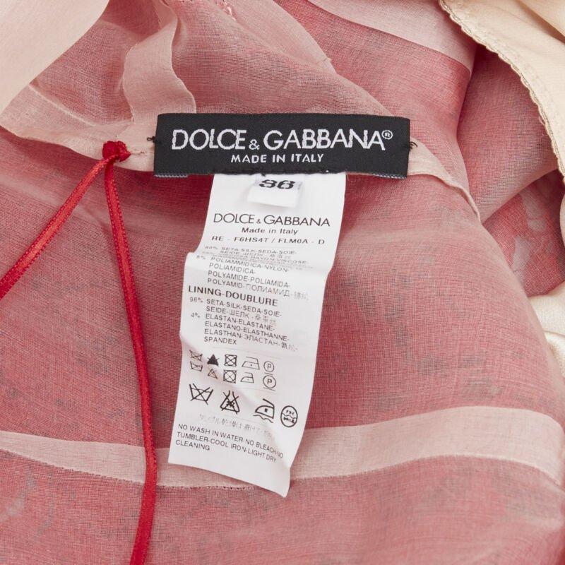 DOLCE GABBANA red lace panel pink sheer silk fit flared cocktail dress IT36 XS For Sale 6
