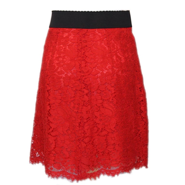 Dolce and Gabbana Red Lace Skirt IT 38 For Sale at 1stDibs
