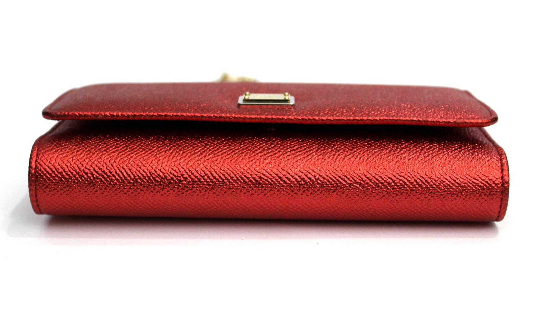 Dolce & Gabbana Red Laminated Leather Mini Von Bag 1