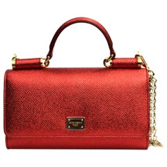 Dolce & Gabbana Red Laminated Leather Mini Von Bag