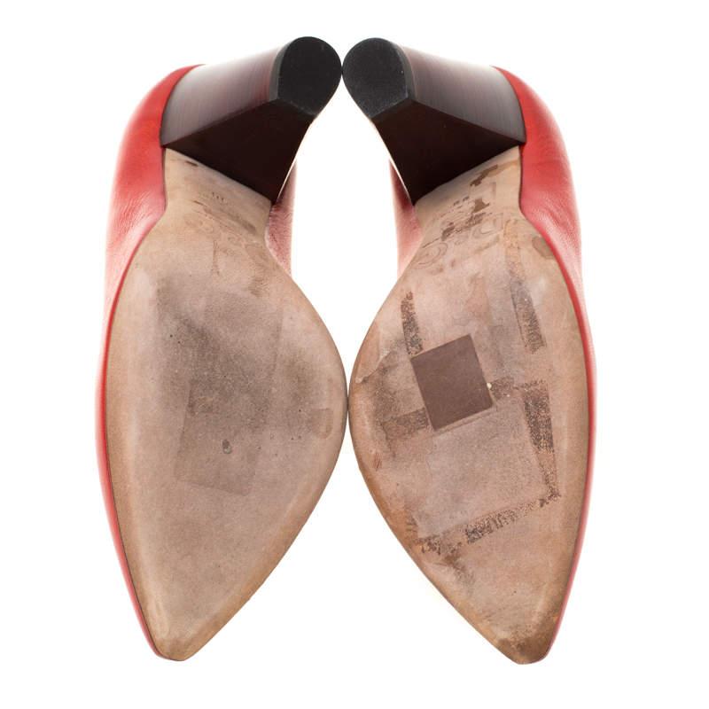 Dolce & Gabbana Red Leather Block Heel Pumps Size 38 1