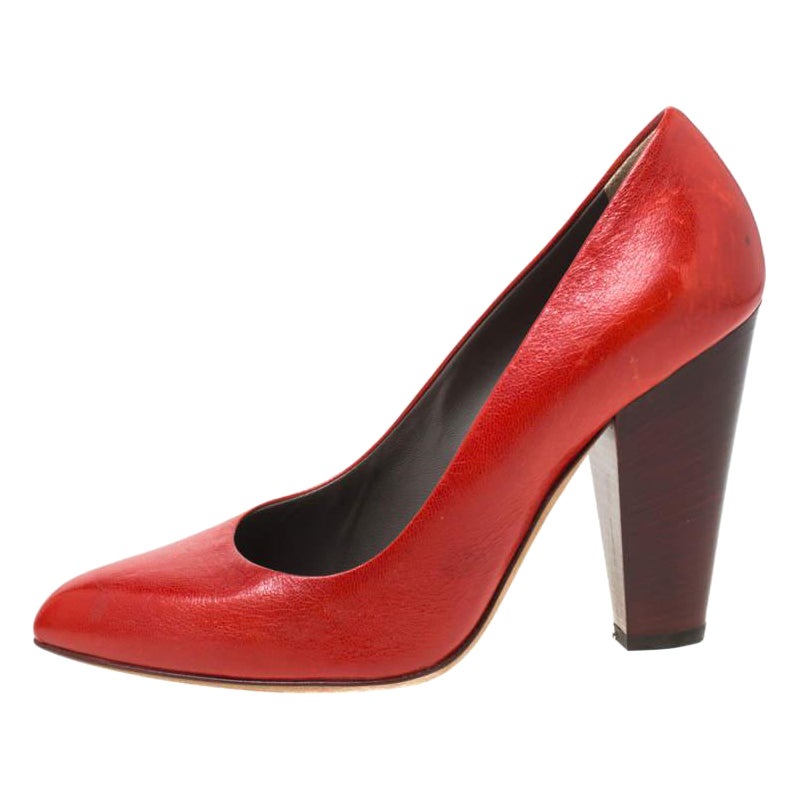 Dolce 
Gabbana Red Leather Block Heel Pumps Size 38