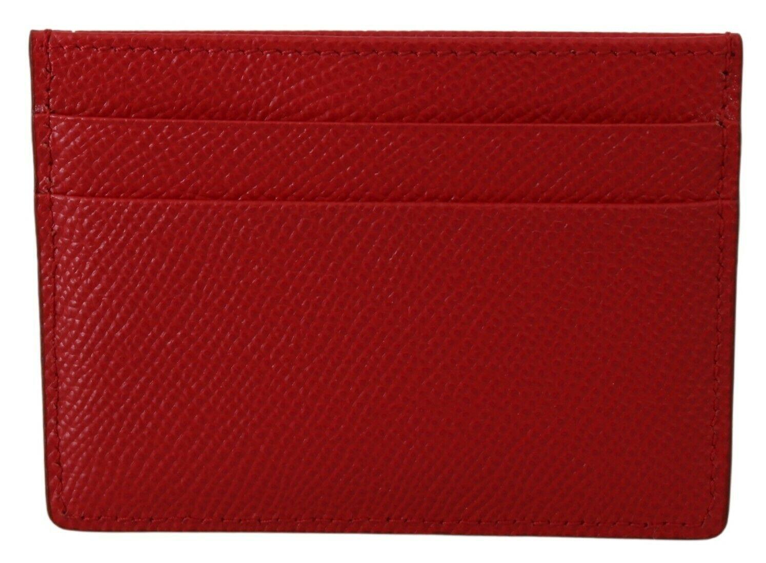 Dolce & Gabbana Red Leather Cardholder Wallet Purse With Clear Crystals DG Logo In New Condition In WELWYN, GB