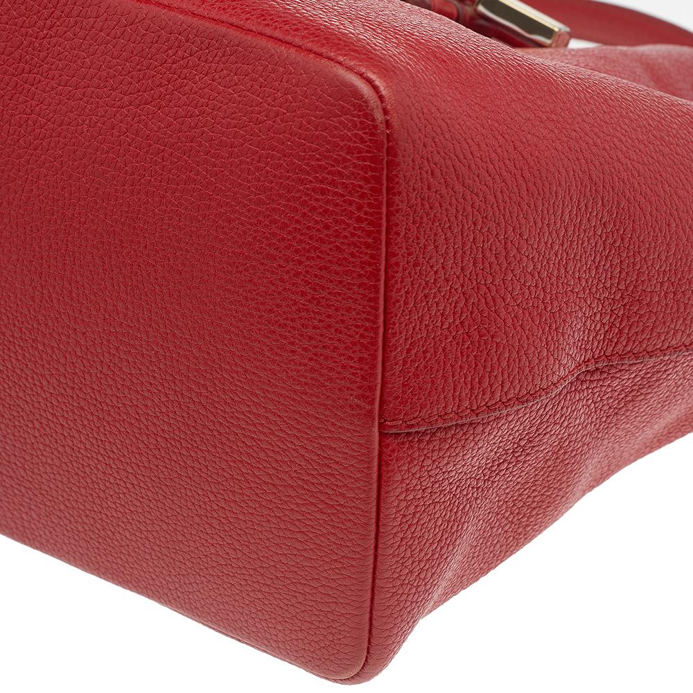 Dolce & Gabbana Red Leather Claudia Drawstring Bucket Bag 4