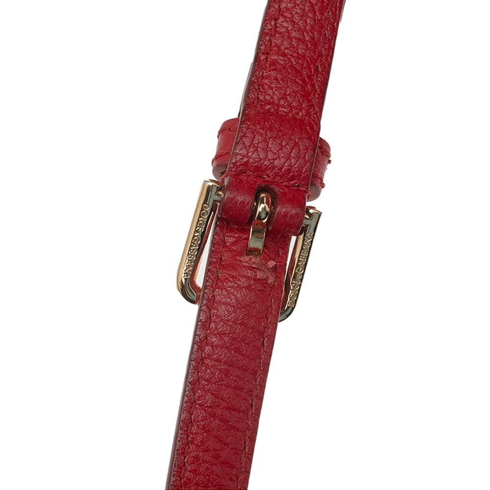 Dolce & Gabbana Red Leather Claudia Drawstring Bucket Bag 5