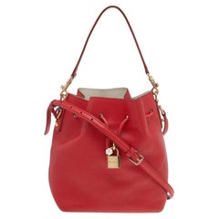 Dolce & Gabbana Red Leather Claudia Drawstring Bucket Bag