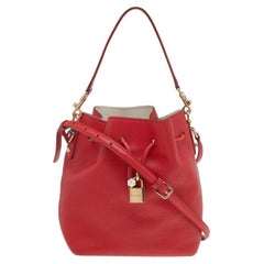 Dolce & Gabbana Claudia Rote Bucket Bag aus Leder mit Kordelzug
