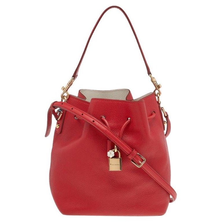 Dolce and Gabbana Red Leather Claudia Drawstring Bucket Bag at 1stDibs