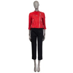 DOLCE & GABBANA red leather CROPPE BIKER Jacket 40 S