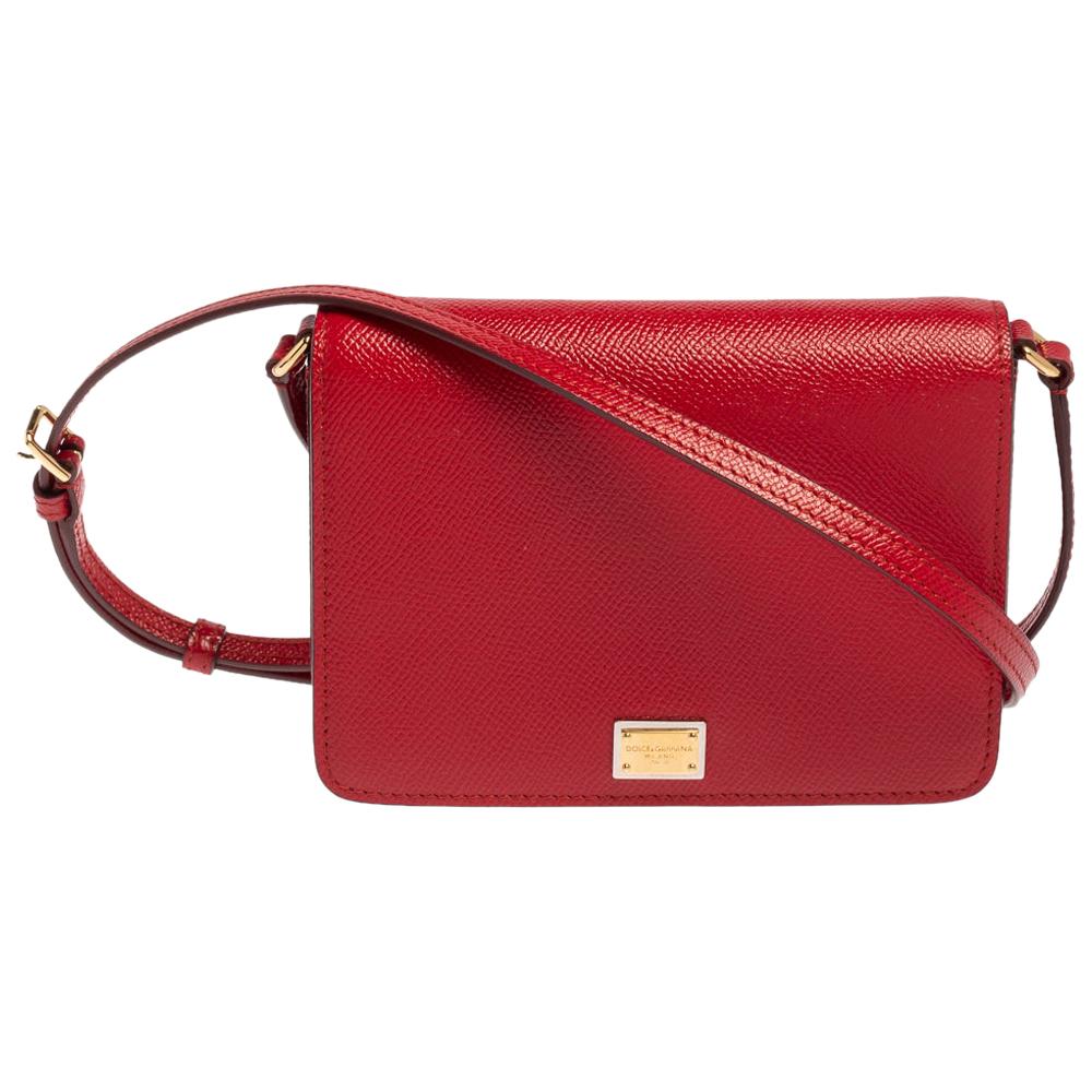Dolce 
Gabbana Red Leather Crossbody Bag