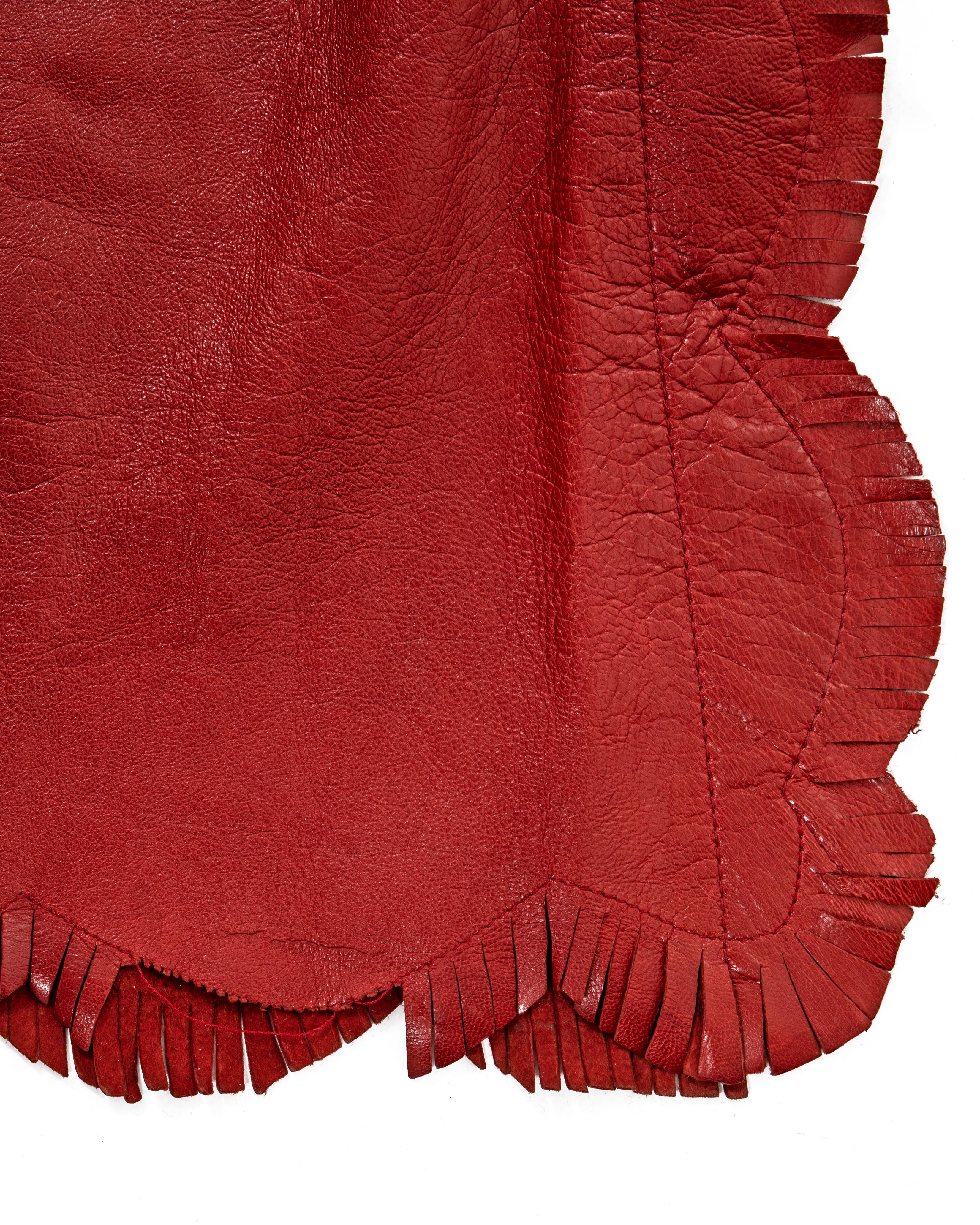 Dolce & Gabbana red leather crystal embellished fringed pants, ss 2001 9