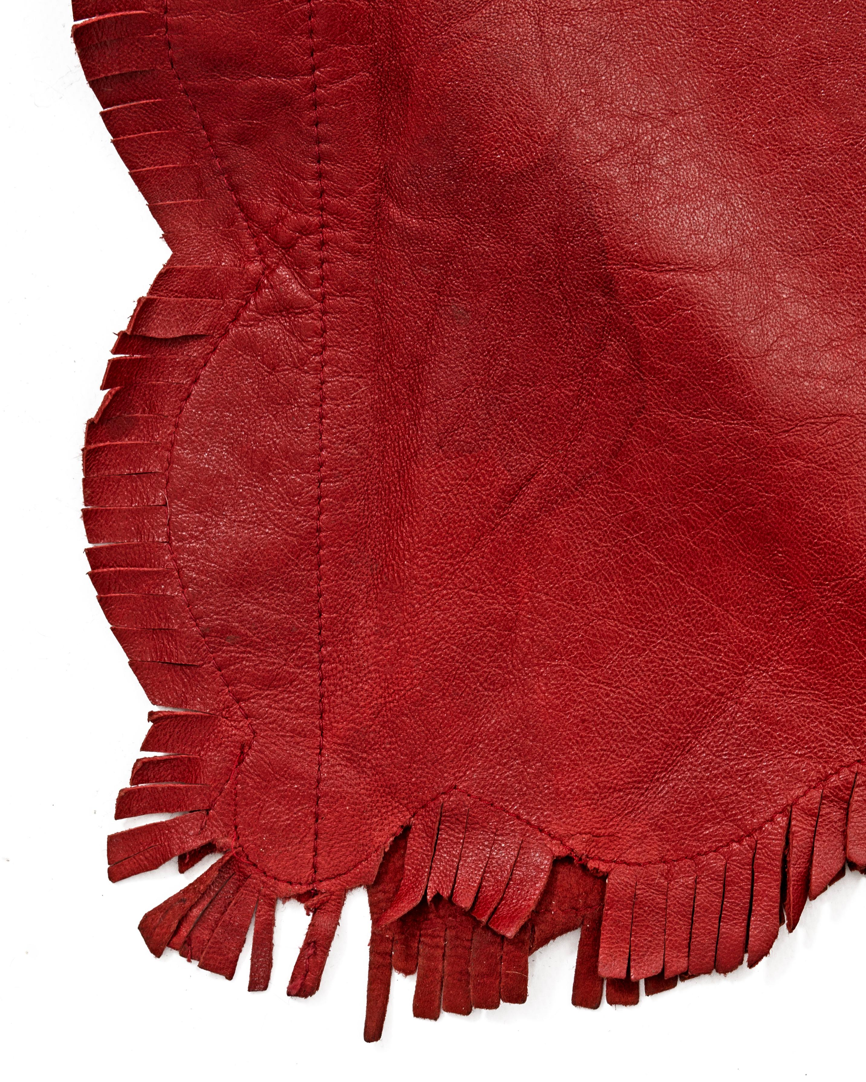 Dolce & Gabbana red leather crystal embellished fringed pants, ss 2001 10