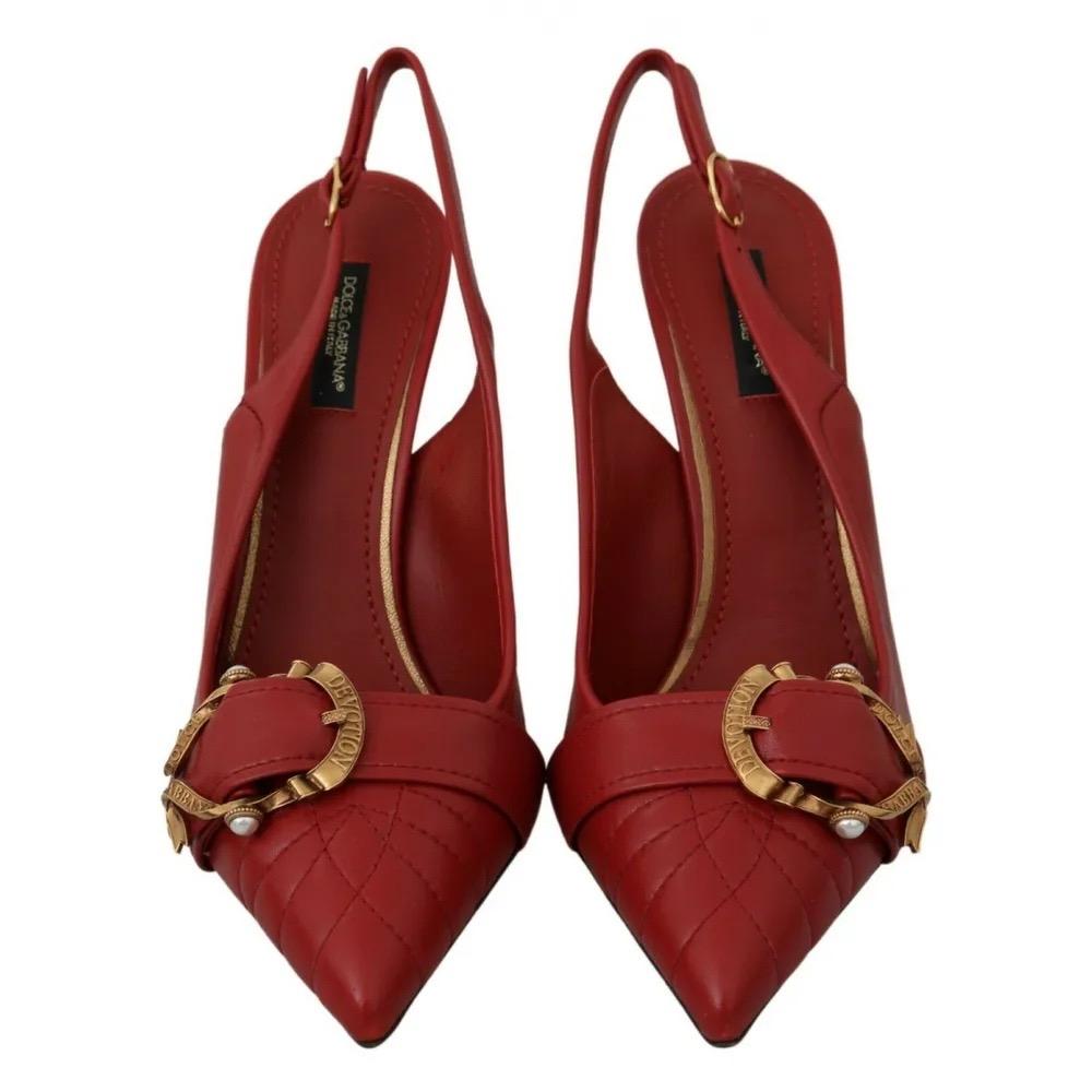 Dolce & Gabbana red leather devotion sling Bach heels shoes  5