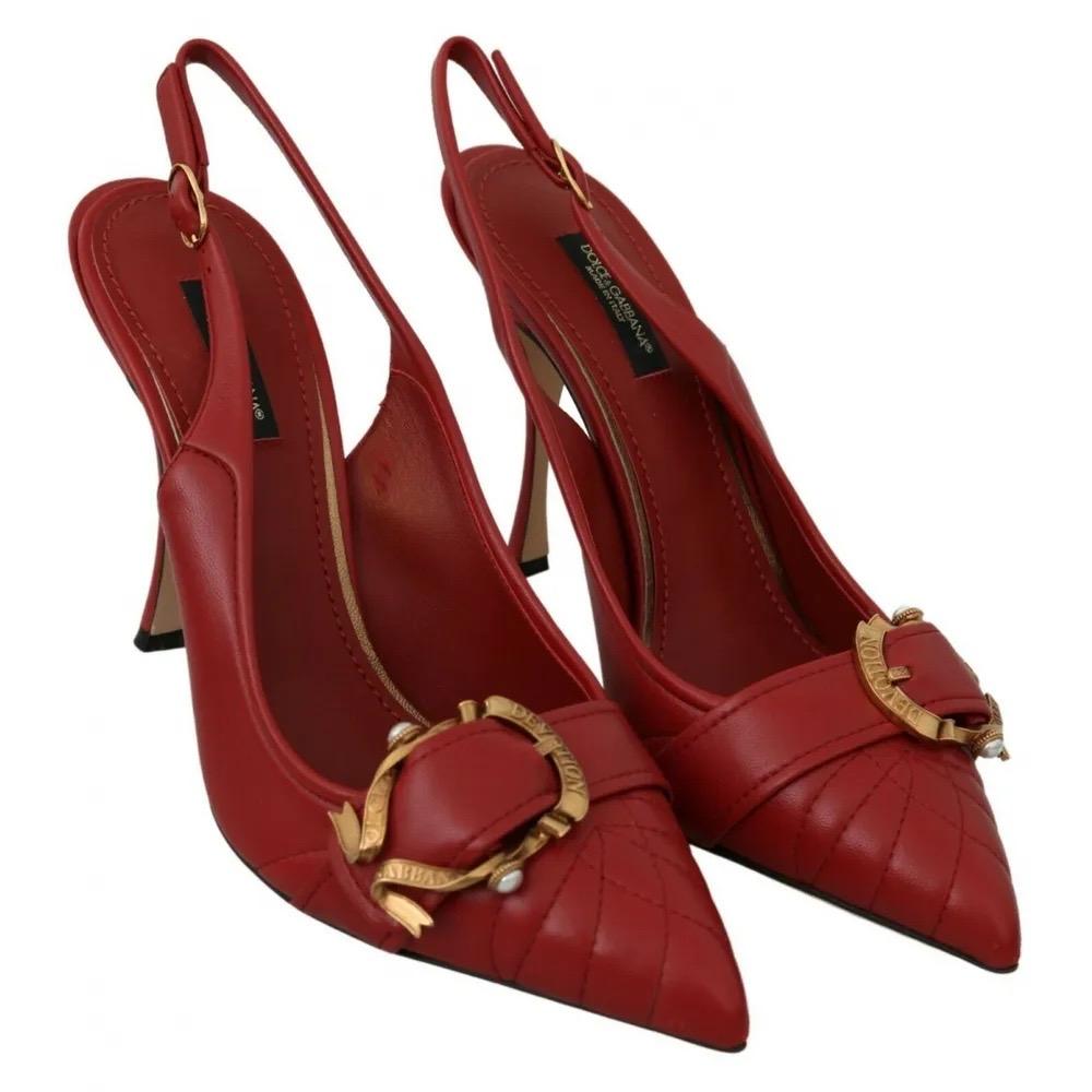 Dolce & Gabbana red leather devotion sling Bach heels shoes  6