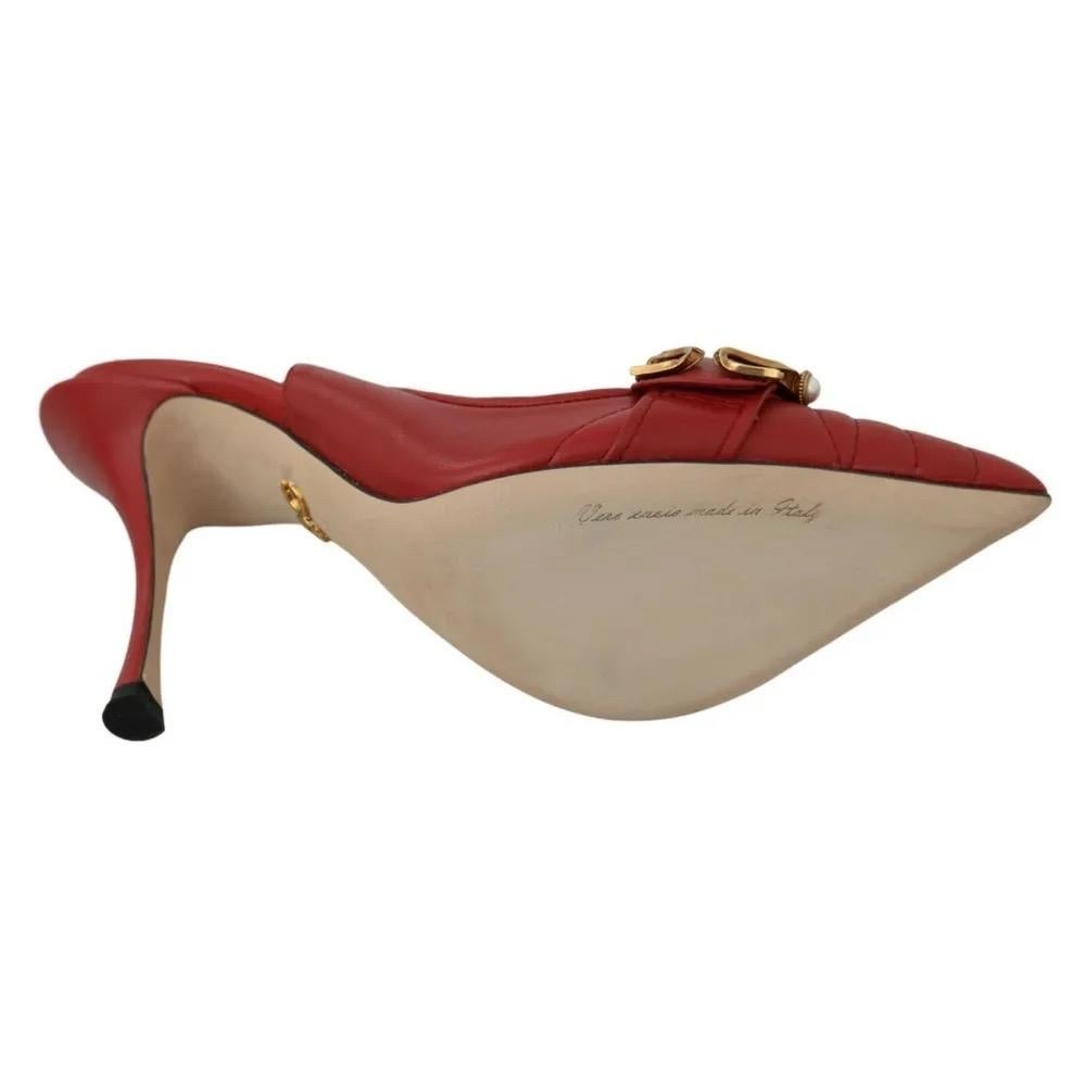 Women's Dolce & Gabbana red leather devotion sling Bach heels shoes 