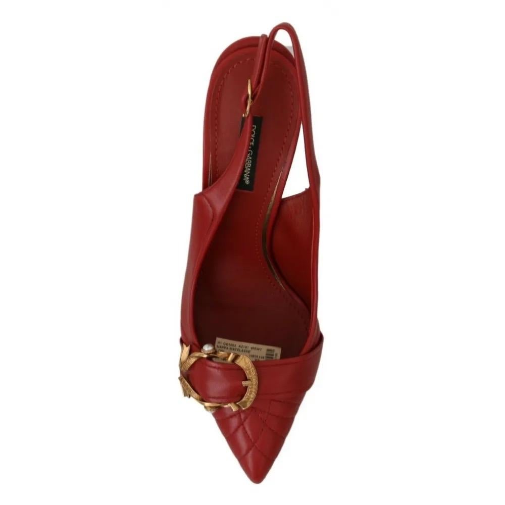 Dolce & Gabbana red leather devotion sling Bach heels shoes  1
