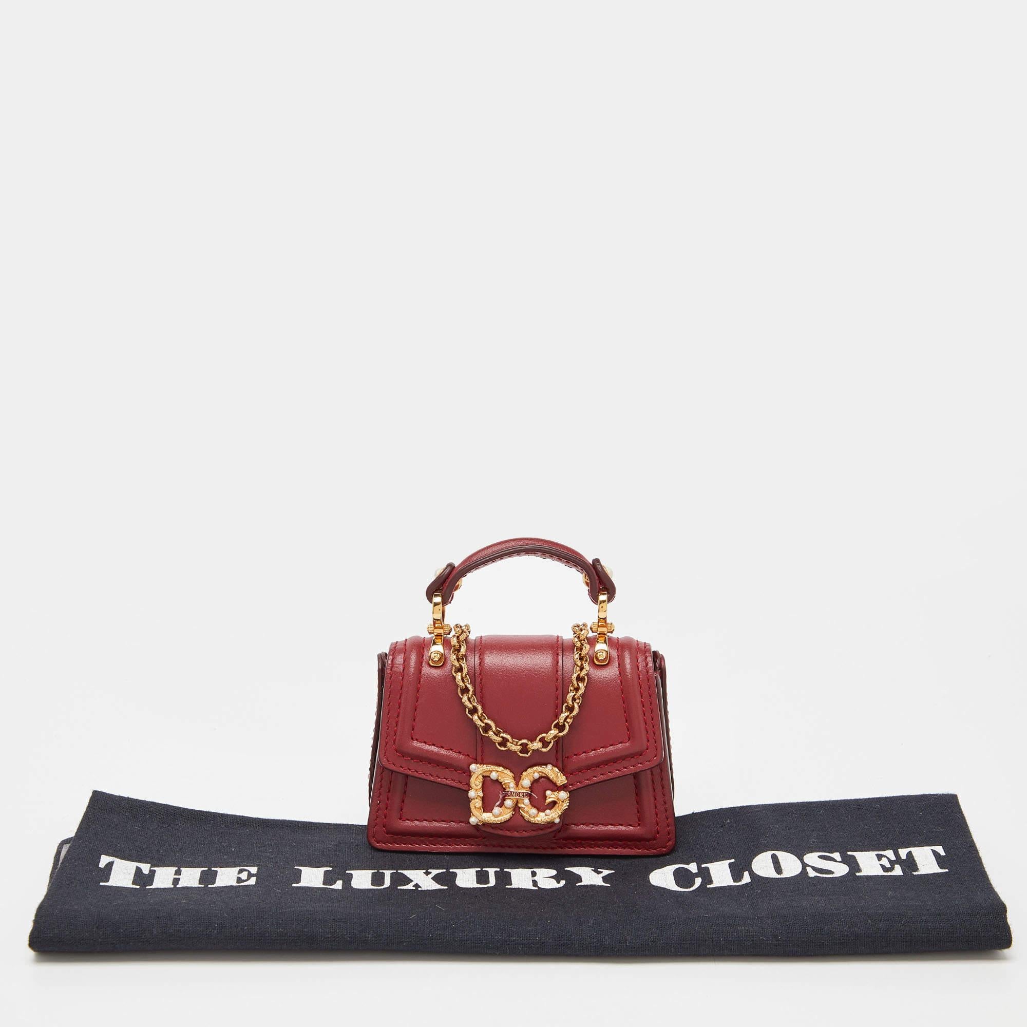 Dolce & Gabbana Red Leather DG Amore Chain Purse 6