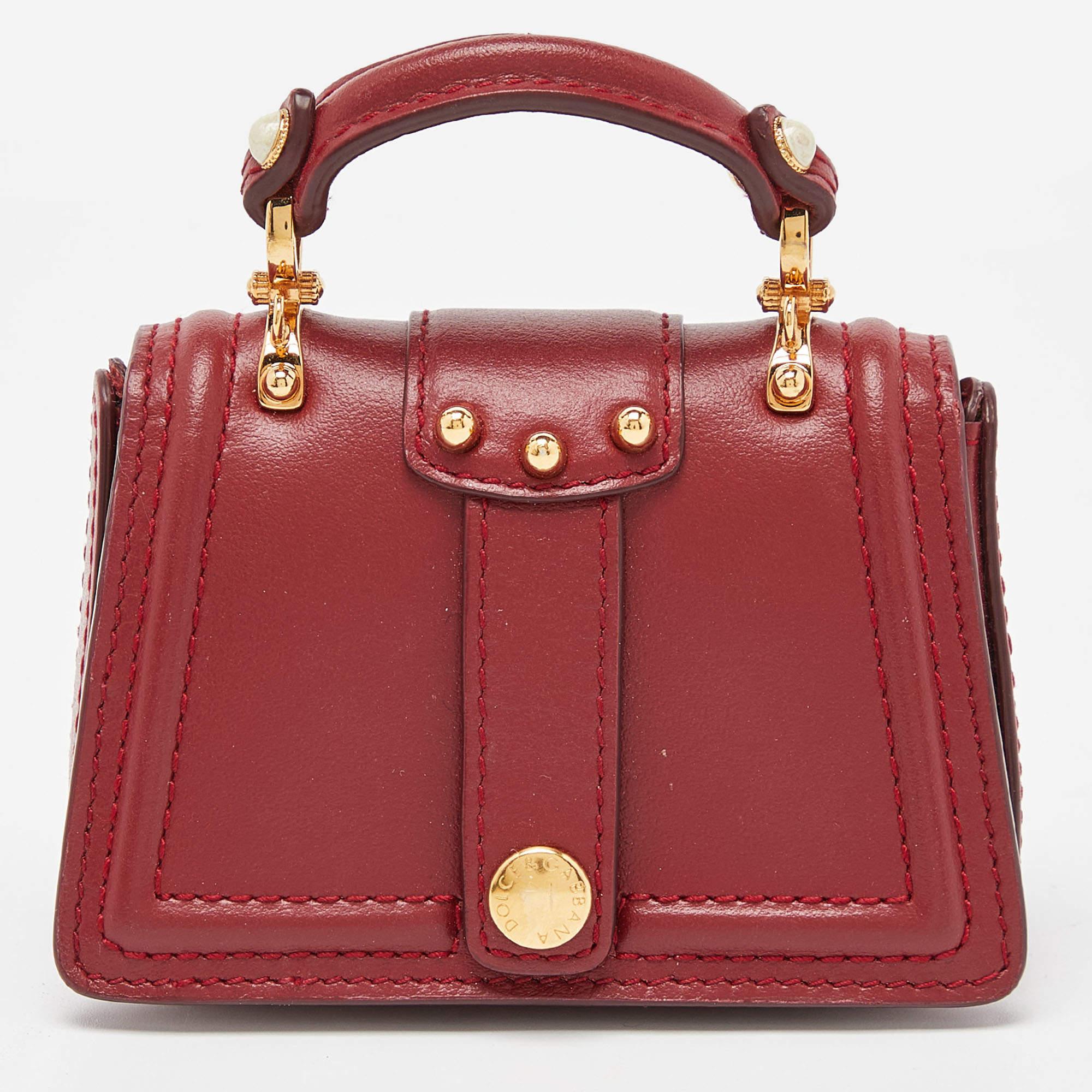 Women's Dolce & Gabbana Red Leather DG Amore Chain Purse