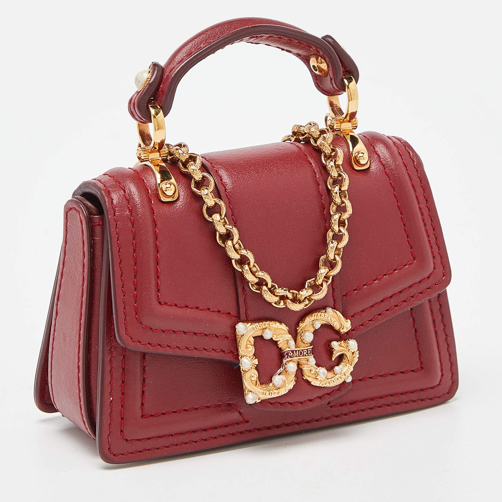 Dolce & Gabbana Red Leather DG Amore Chain Purse 1