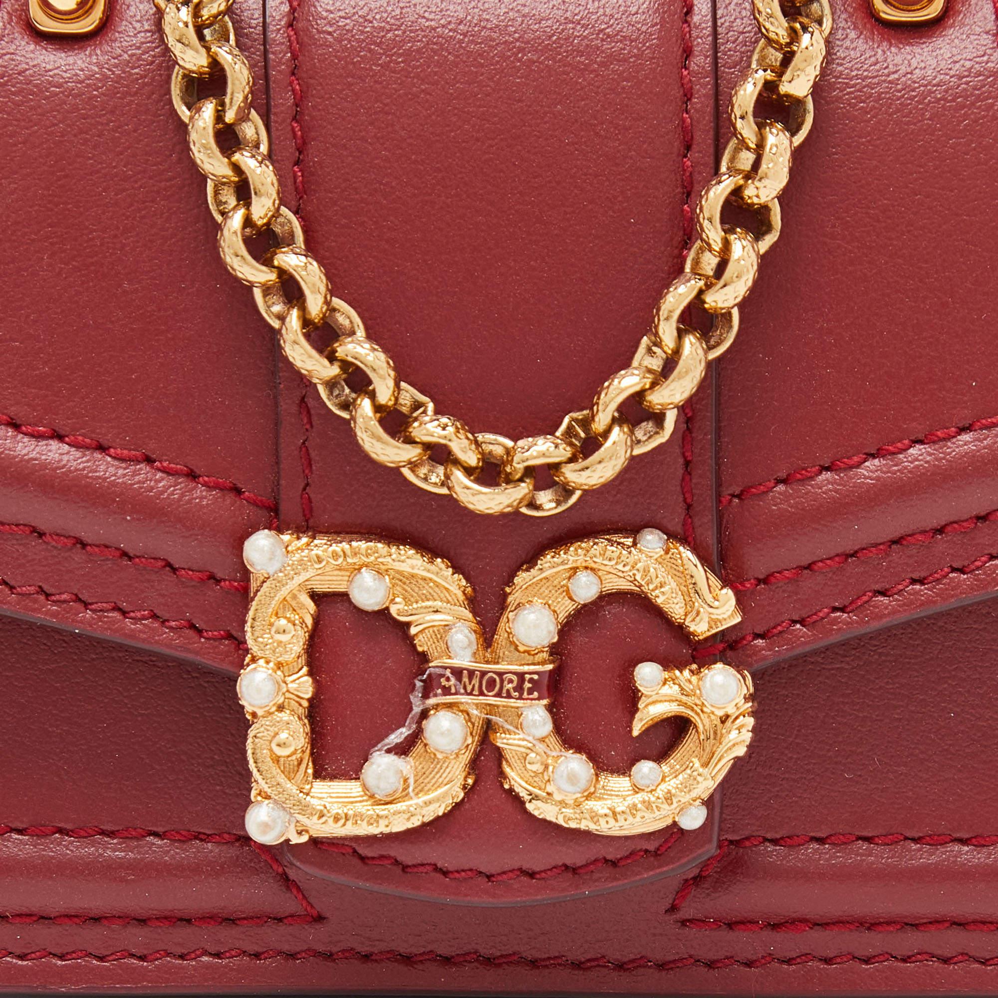 Dolce & Gabbana Red Leather DG Amore Chain Purse 2