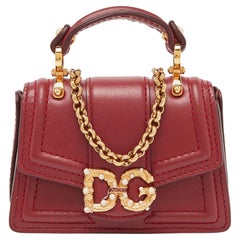 Dolce & Gabbana Red Leather DG Amore Chain Purse