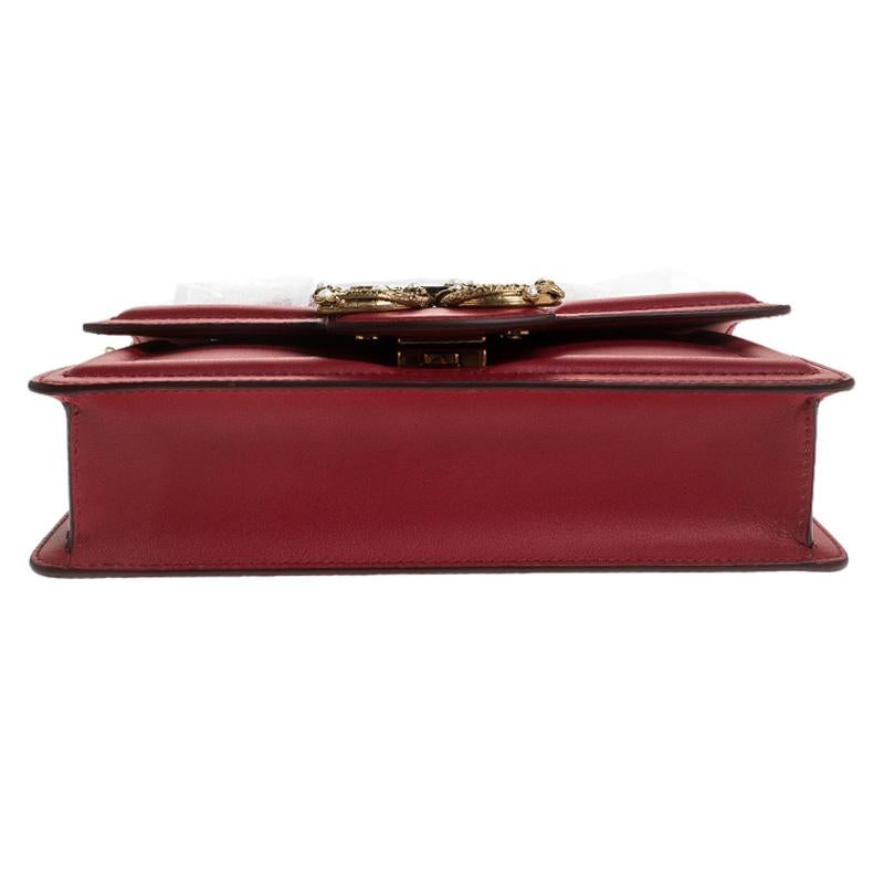 Women's Dolce & Gabbana Red Leather DG Amore Chain Shoulder Bag