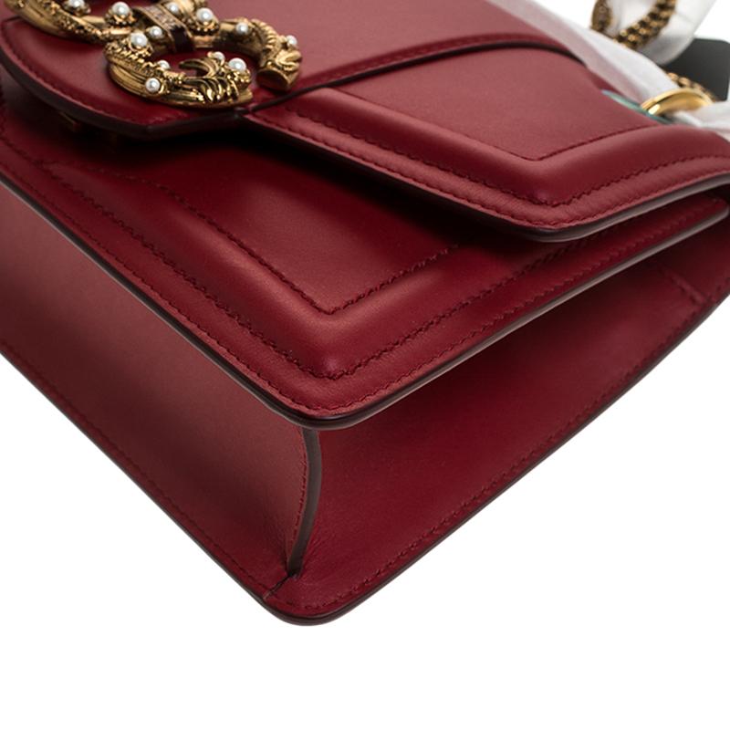 Dolce & Gabbana Red Leather DG Amore Chain Shoulder Bag 1