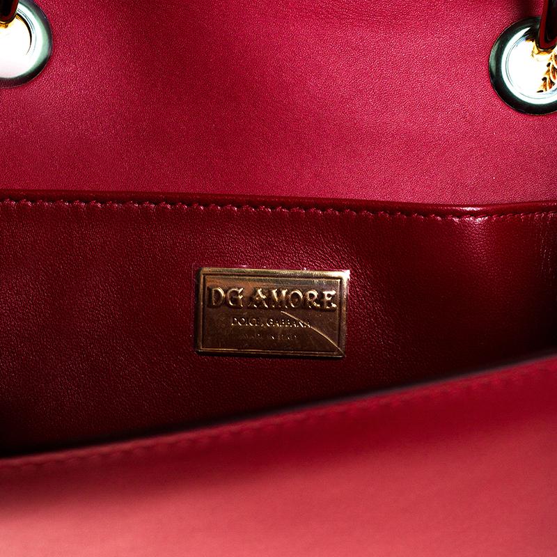 Dolce & Gabbana Red Leather DG Amore Chain Shoulder Bag 3