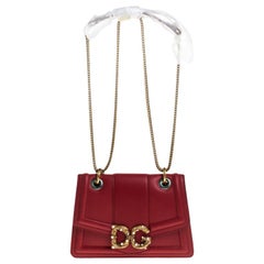 Dolce & Gabbana Red Leather DG Amore Chain Shoulder Bag