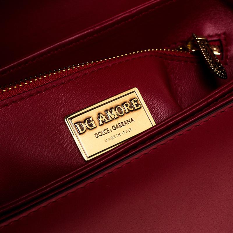 Dolce & Gabbana Red Leather DG Amore Top Handle Bag 4