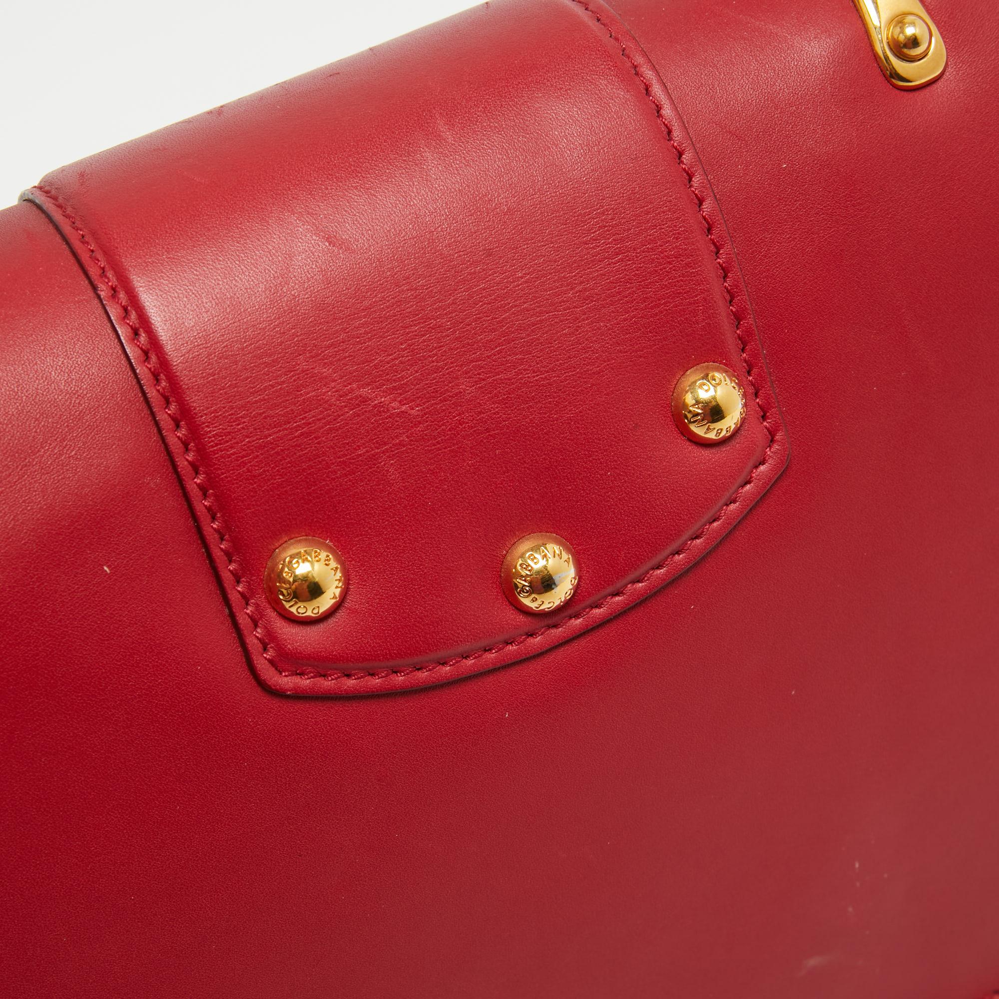 Dolce & Gabbana Red Leather DG Amore Top Handle Bag For Sale 7
