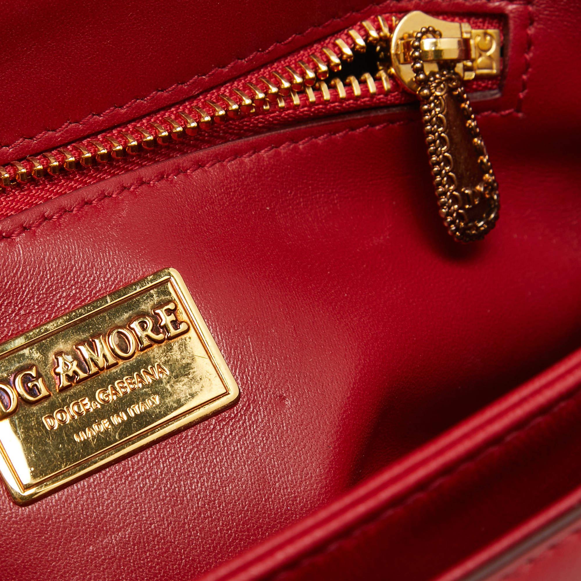 Dolce & Gabbana Red Leather DG Amore Top Handle Bag 7