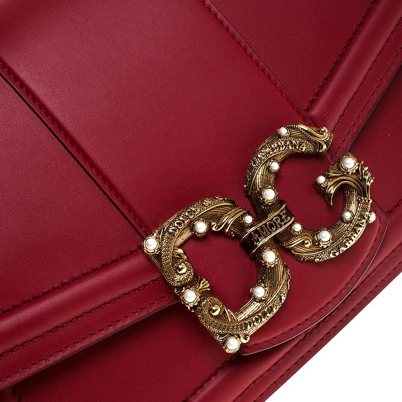 Dolce & Gabbana - Sac à poignée DG Amore en cuir rouge 4
