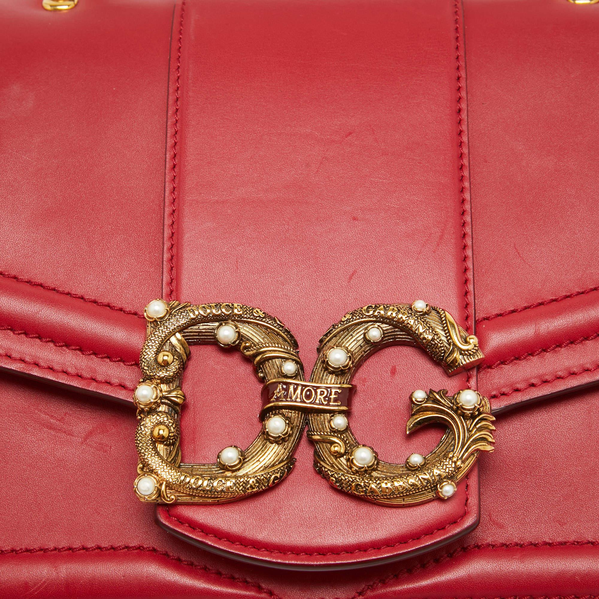 Dolce & Gabbana Red Leather DG Amore Top Handle Bag 11
