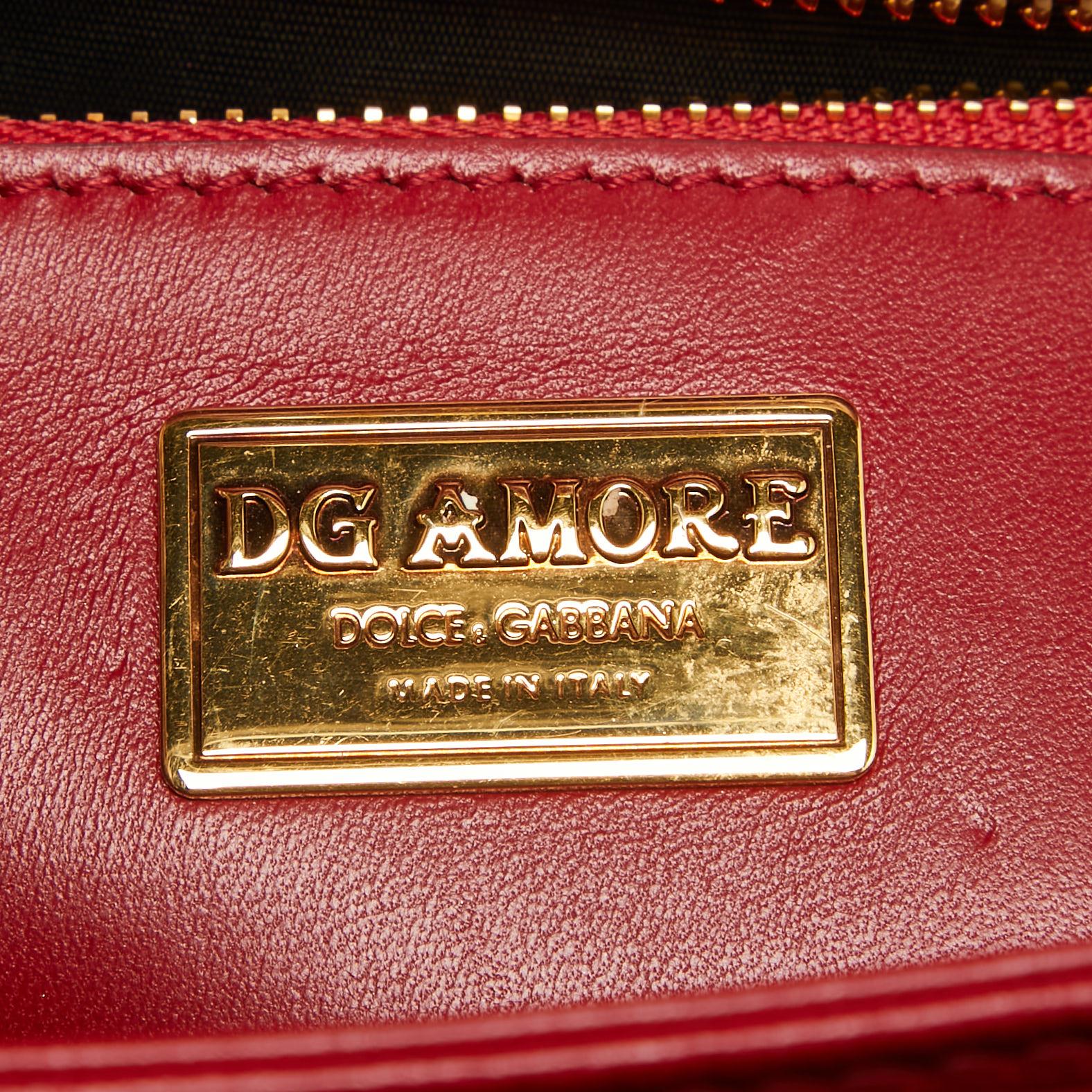 Dolce & Gabbana Rote Ledertasche DG Amore mit Henkel oben Damen im Angebot