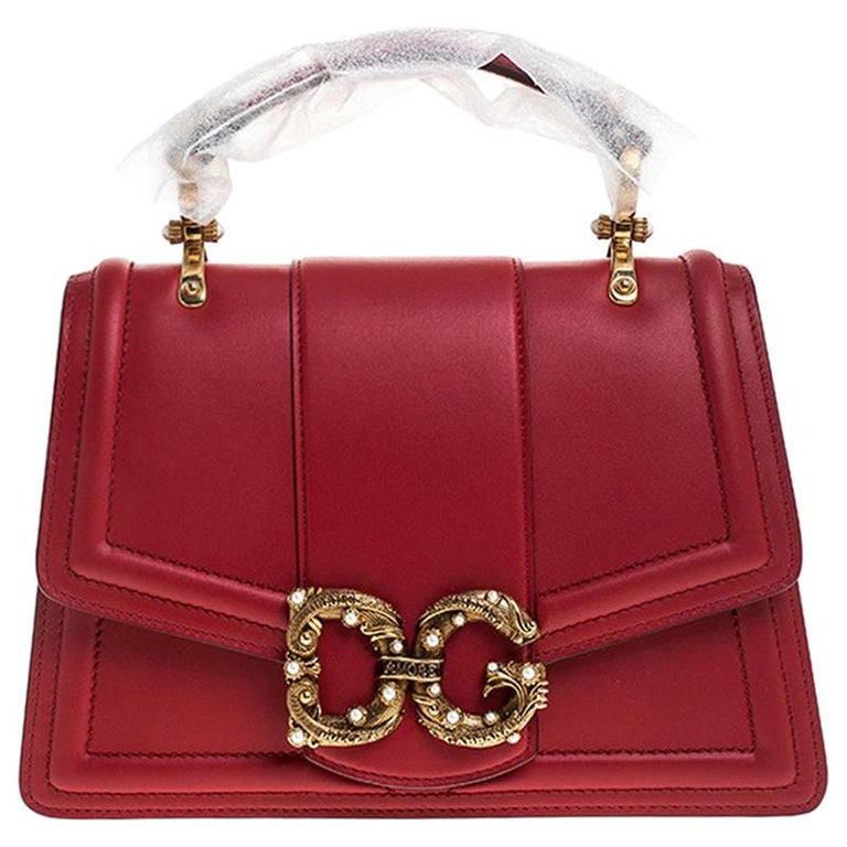 Dolce and Gabbana Red Leather DG Amore Top Handle Bag at 1stDibs