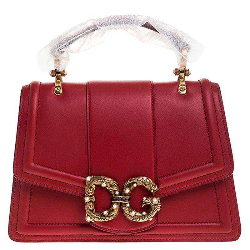 Dolce and Gabbana Red Leather DG Amore Top Handle Bag at 1stDibs